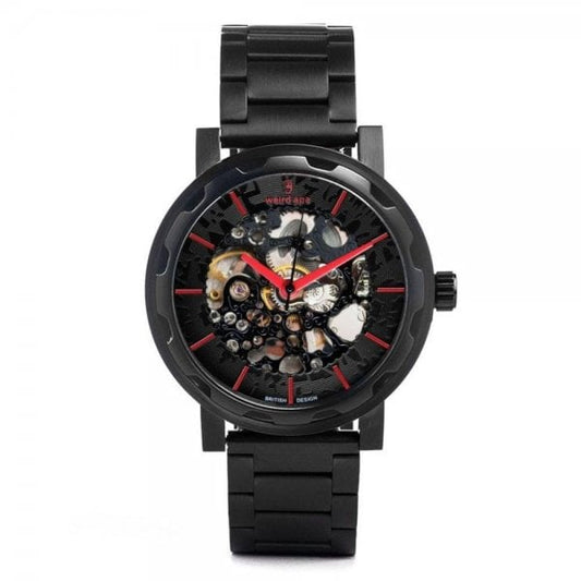 Kolt Black & Red SSteel Skeleton Watch
