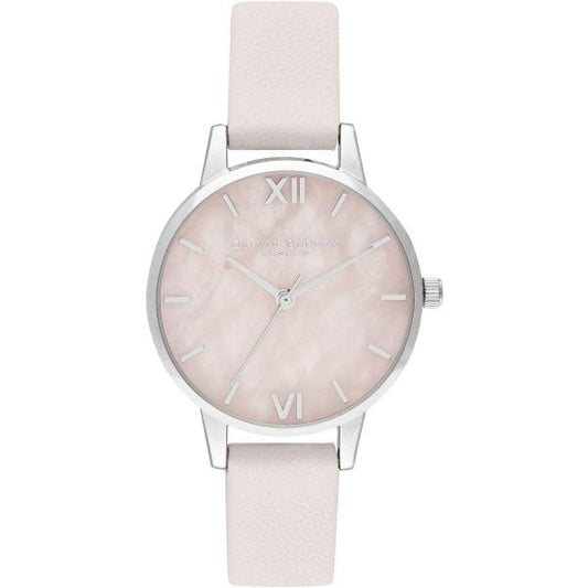 OB Midi Rose Quartz Blossom & Silver Watch