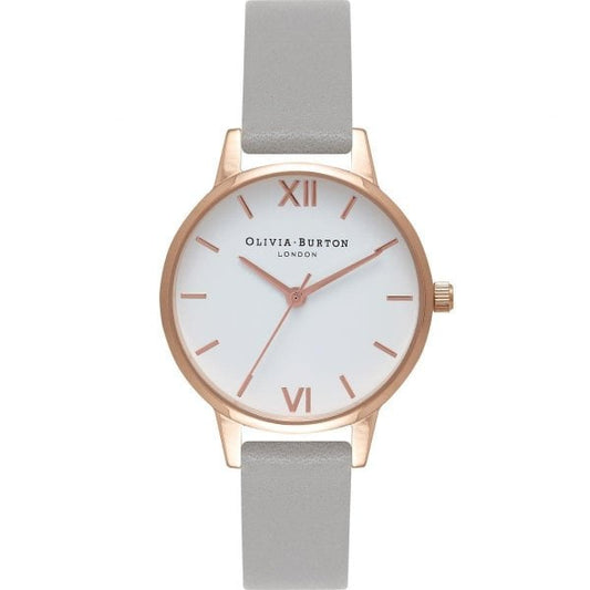 OB White Dial Rose Gold & Grey Watch