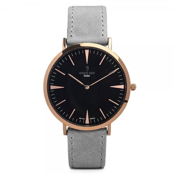 Duke Black, RG & Grey Leather Watch