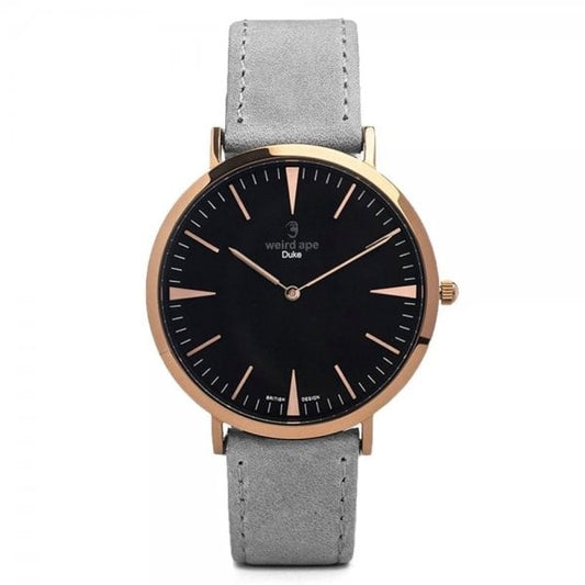 Duke Black, RG & Grey Leather Watch