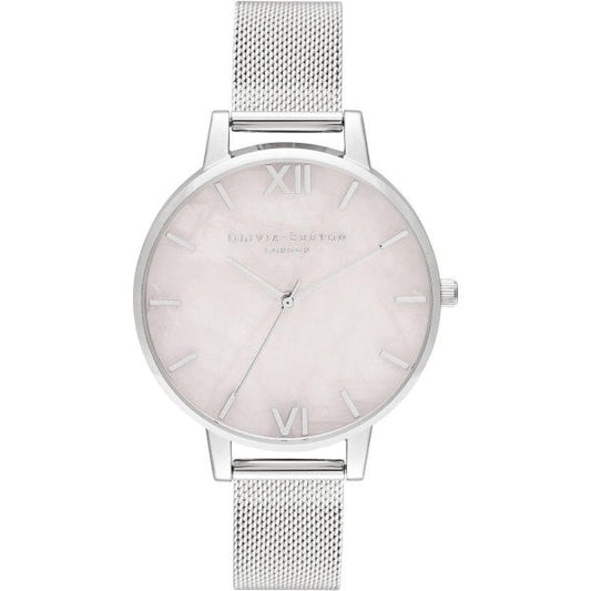OB Semi Precious Silver & Rose Mesh Watch