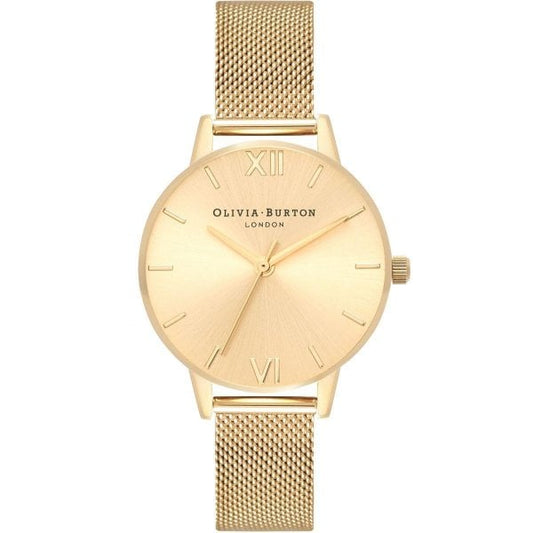 OB Sunray Dial Gold Mesh Watch