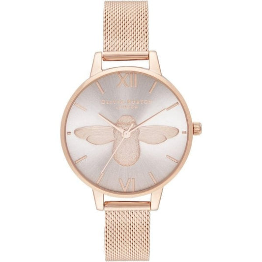 OB Demi Blush Dial & Rose Gold Mesh Watch