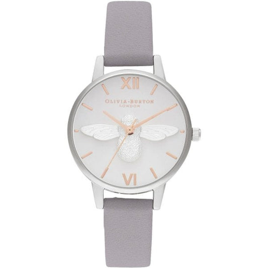 OB 3D Bee Midi Dial Grey Lilac Rg & Silver Watch