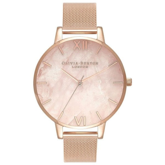 OB Semi Precious Rose Gold Mesh Watch