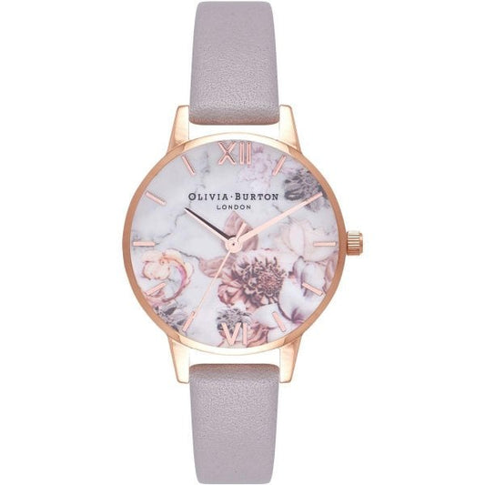 OB Marble Florals Rose Gold & Grey Lilac Watch