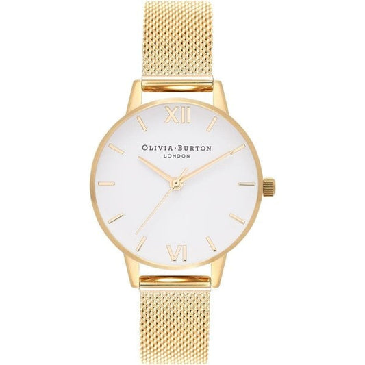 OB White Dial Mesh White Watch