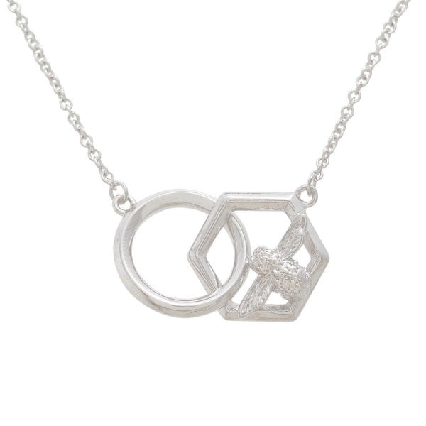 OB Silver Plated Honeycomb Bee Necklace