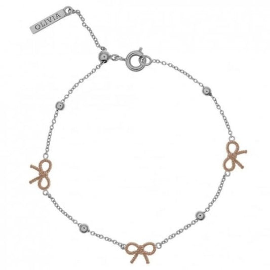 OB Bow & Ball Silver & Rose Gold Bracelet
