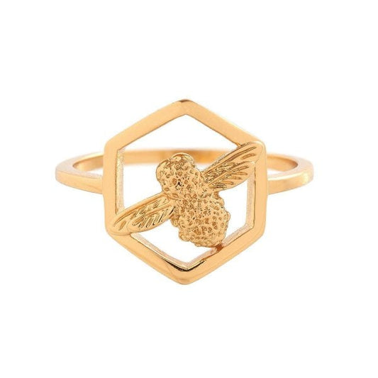 OB Gold Plated Honeycomb Bee Ring