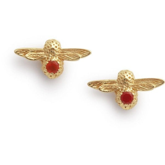 OB Celebration Stones Bee Studs Gold & Red Earring