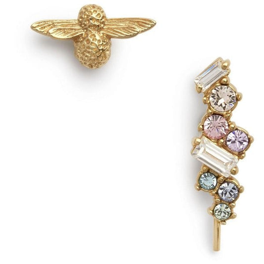 OB 3D Bee & Diamond Stud Earrings