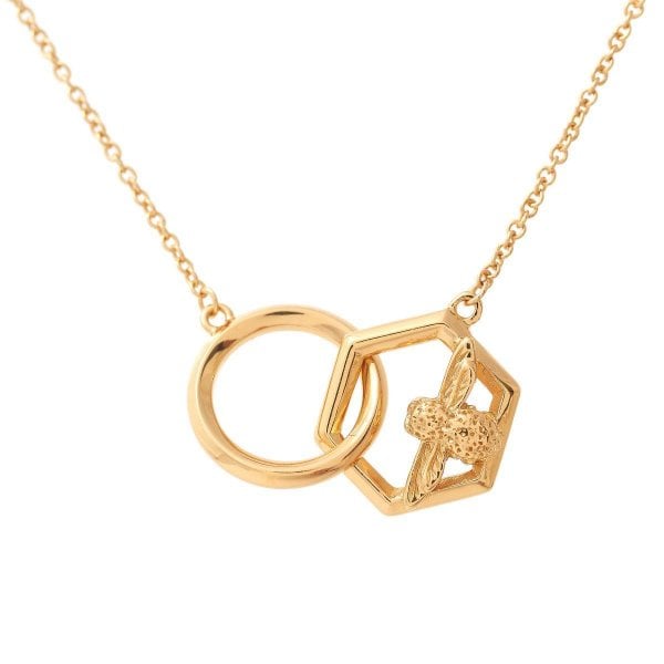 OB Gold Plated Honeycomb Bee Necklace