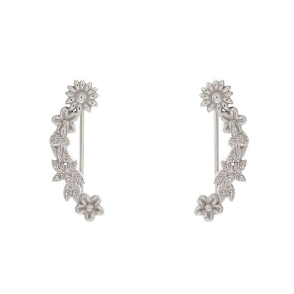 OB Bee Blooms Crawler Silver Earrings