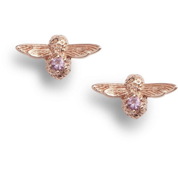 OB Celebration Bee Studs Rose Gold & Amethyst
