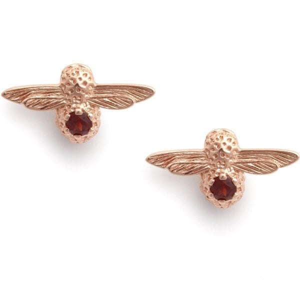 Celebration OB Bee Studs Rose Gold & Garnet