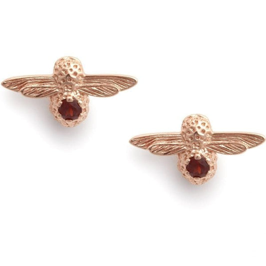Celebration OB Bee Studs Rose Gold & Garnet