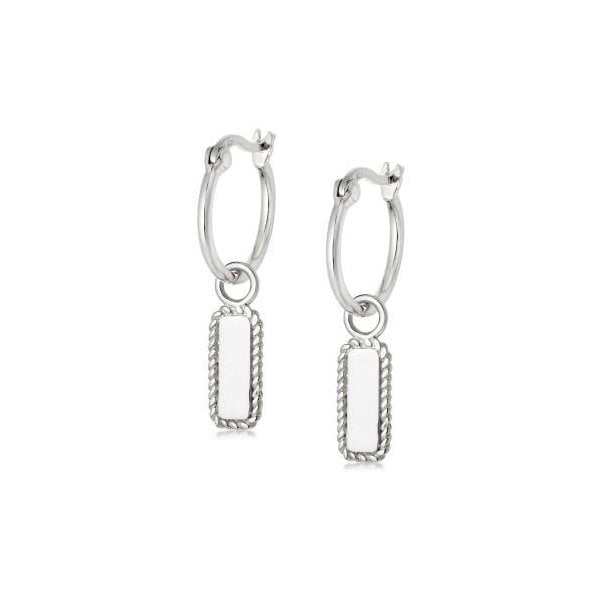 Stacked Twist Rope Charm Silver Hoop Earrings