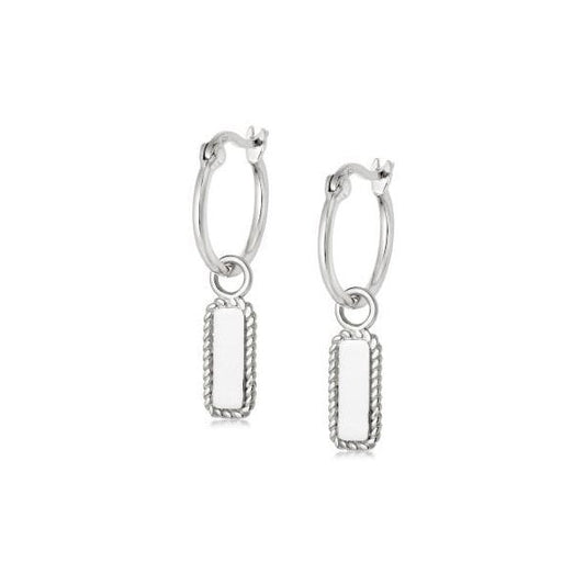 Stacked Twist Rope Charm Silver Hoop Earrings