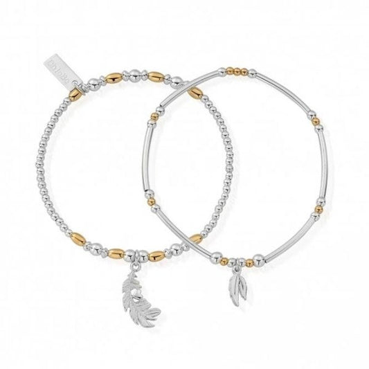 GP & Silver Strength and Courage Bracelet Set of 2