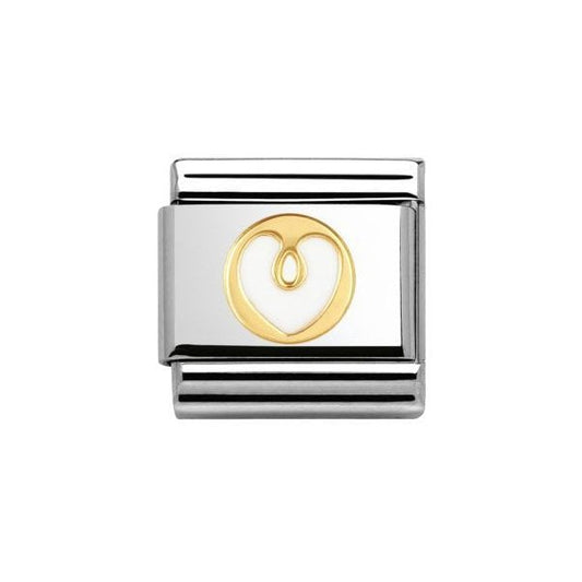 Gold & White Heart Charm