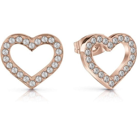 Rose Gold Heart Frame Stud Earrings with Swarovski