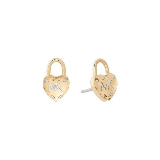 MK Gold Logo Heart Earrings