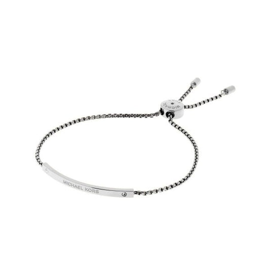 MK Stainless Steel Silver Logo Slider Bracelet
