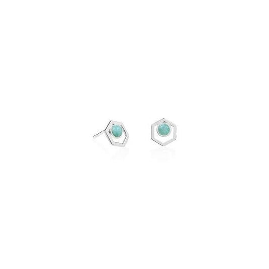 Amazonite Silver Cut Out Earrings