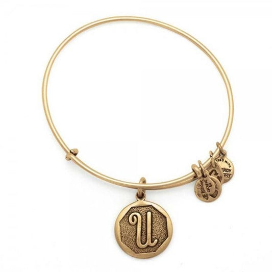 Gold Plated Initial 'U' Bangle