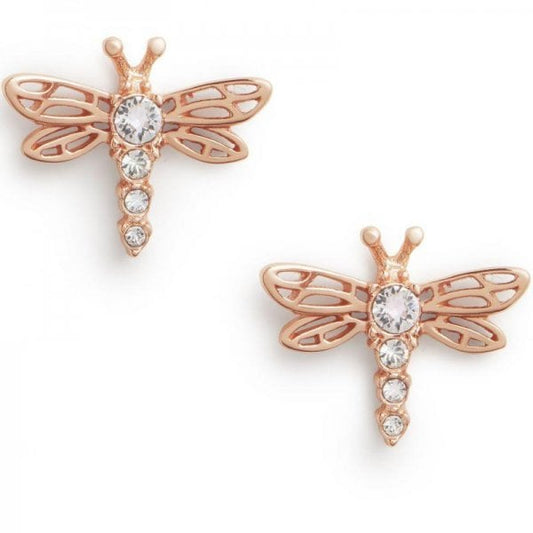 Dancing Dragonfly Stud Earrings Rose Gold Earrings
