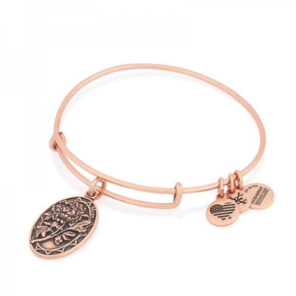 Rose Gold Because I Love You Mom II Charm Bangle