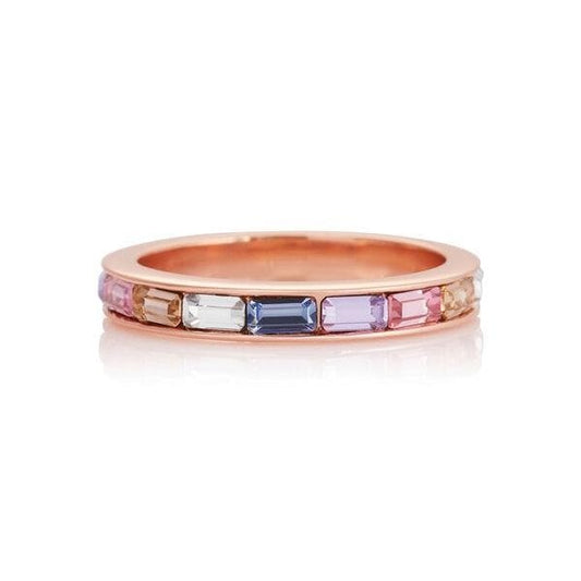 Rainbow Baguette Ring Rose Gold