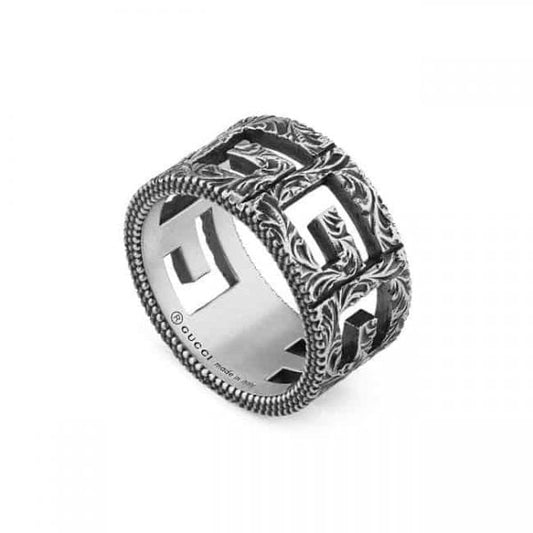 Gucci G Cube 10mm Ring Aged Silver