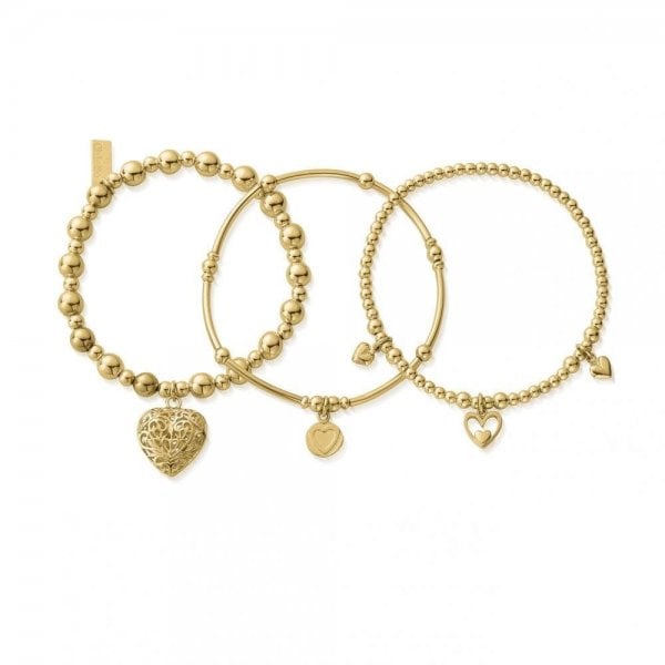 CHLOBO GOLD COMPASSION SET OF 3 LOVE