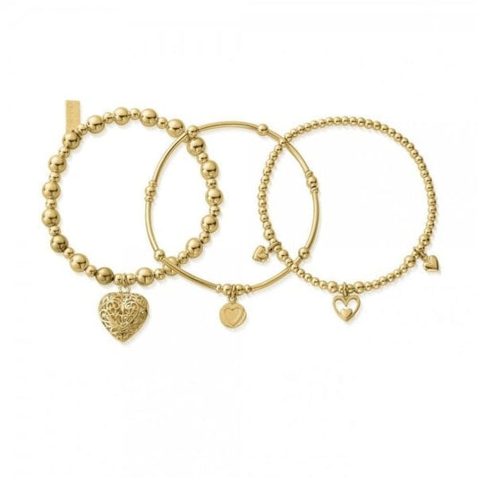 CHLOBO GOLD COMPASSION SET OF 3 LOVE
