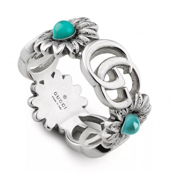 Gucci Gg Marmont Flower Silver Ring - Size M