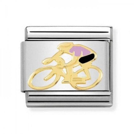 Gold and Pink Cyclist Charm