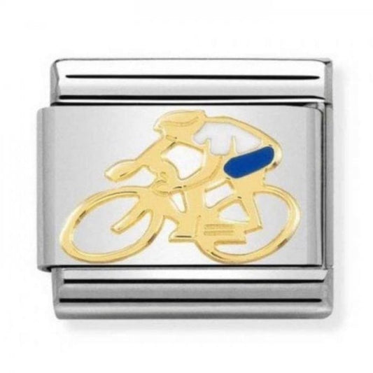 Gold and White Cyclist Charm