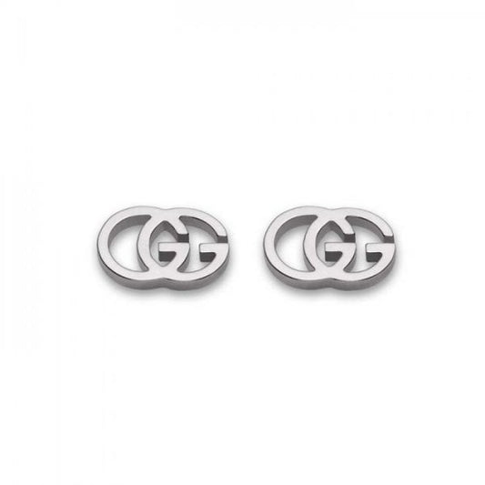 GG Running 18ct White Gold Logo Earrings