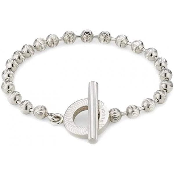 BOULE BRACELET WITH STRIPED CLASP SILVER