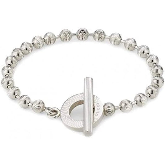 BOULE BRACELET WITH STRIPED CLASP SILVER