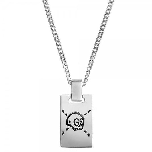 Gucci Ghost Silver Tag Pendant Necklace