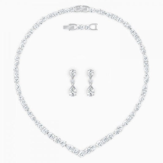 Tennis Deluxe V Mixed Set, White, Rhodium