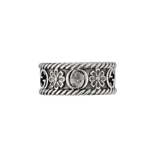 Interlocking G Sterling Silver Ring Size 13