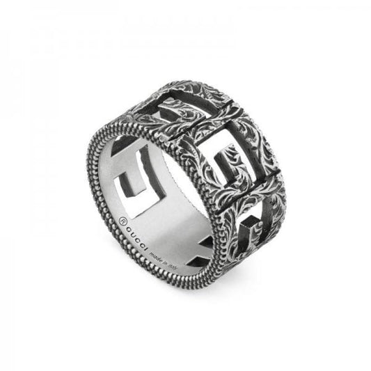 Gucci Square G Sterling Silver Ring Size 17