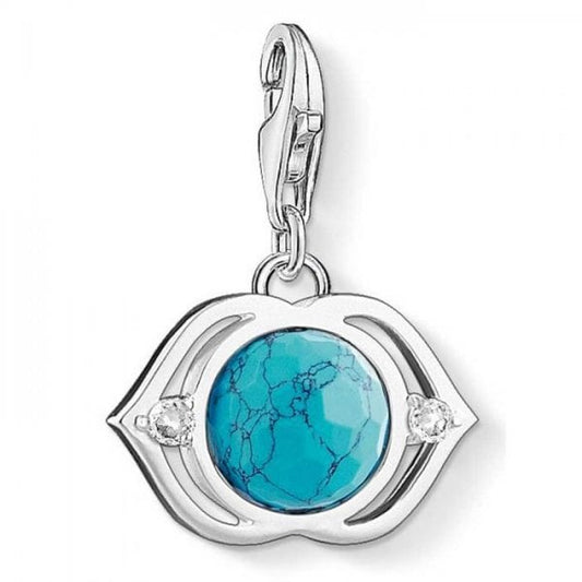 Silver Turquoise Lotus Charm