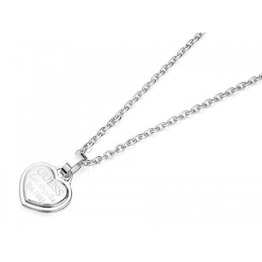 GUESS Rhodium Plated Heart Necklace