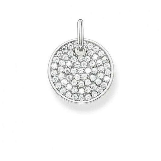 Silver Pave Coin Pendant